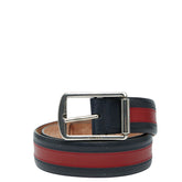 グッチ シェリーライン ベルト サイズ:90 36 295331 ネイビー レッド レザー メンズ GUCCI 【中古】